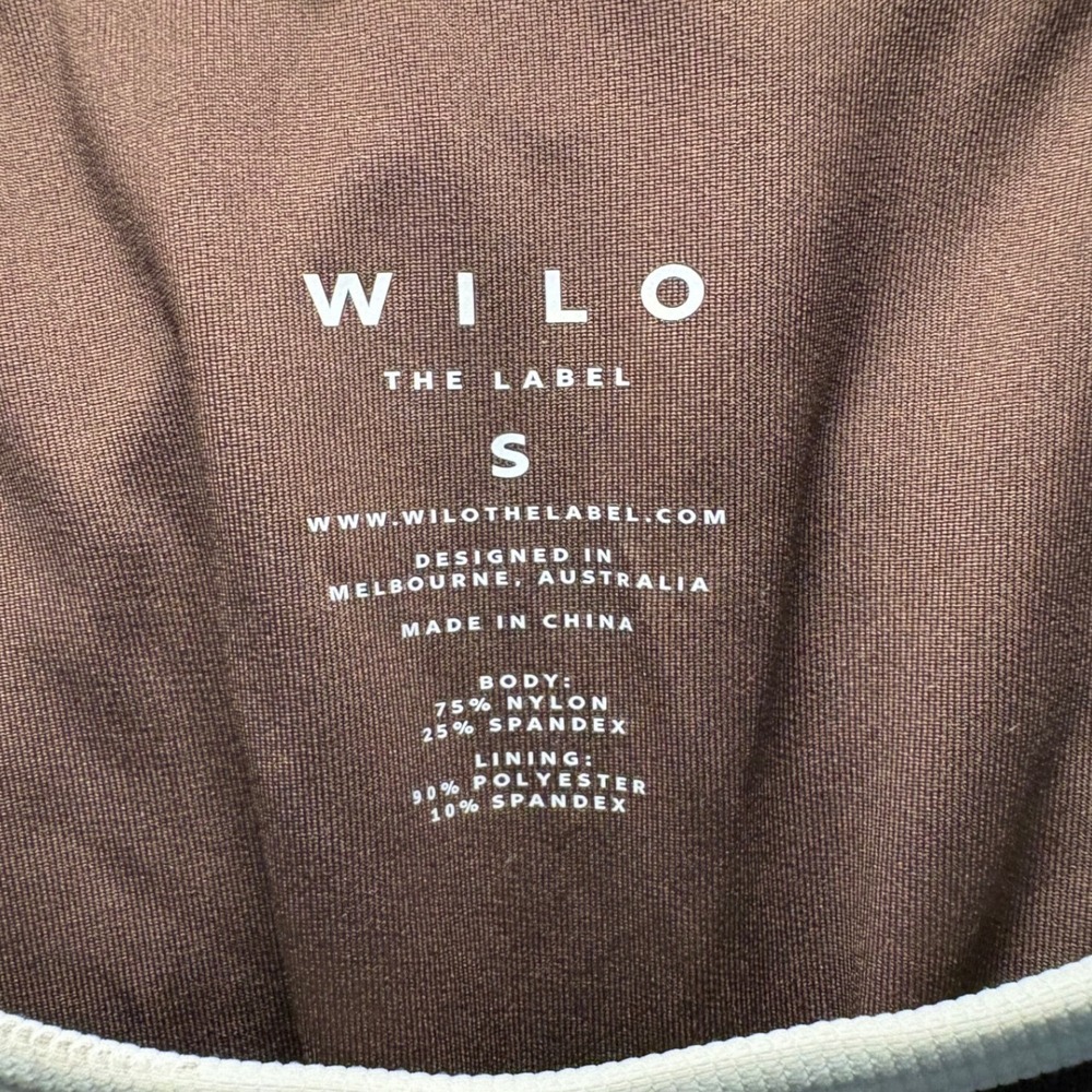 NWOT Wilo The Label Ribbed Bikini Set Brown Cream Trim Two Piece Swimsuit Small - Picture 4 of 4